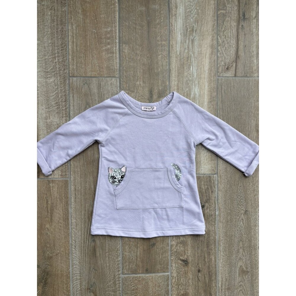 Chenault Girl Purple Sequin Cat PulloverTop Sz 4